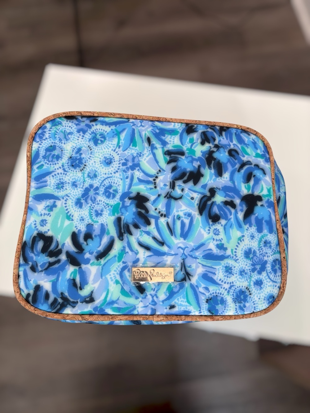 Lilly Pulitzer Blue Floral Insulated Cooler Lunch Bag Cork Trim